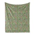 thumbnail image 1 of Easter Soft Flannel Fleece Throw Blanket, Flowers Eggs Rabbits Branches in Pastel Tones Pattern, Cozy Plush for Indoor and Outdoor Use, 50" x 60", Reseda Green Multicolor, by Ambesonne, 1 of 5
