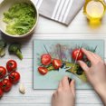thumbnail image 3 of Modern Cutting Board, Girl with Cat Taking Bath Spa Aroma Theraphy Relaxing Peaceful Massage Illustration, Decorative Tempered Glass Cutting and Serving Board, Small Size, Multicolor, by Ambesonne, 3 of 5