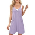thumbnail image 4 of Button Down Rompers for Women Casual Shorts Trendy Vacation Loose Sleeveless Beach Romper Jumpsuits with Pockets, 4 of 8