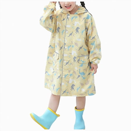 Gubotare Kids Rain Coat Raincoats for Kids Reusable Rain Ponchos with Hood and Sleeves Waterproof Rain Coats for Boys and Girls Size 7-8 (Yellow 7-8 Years)