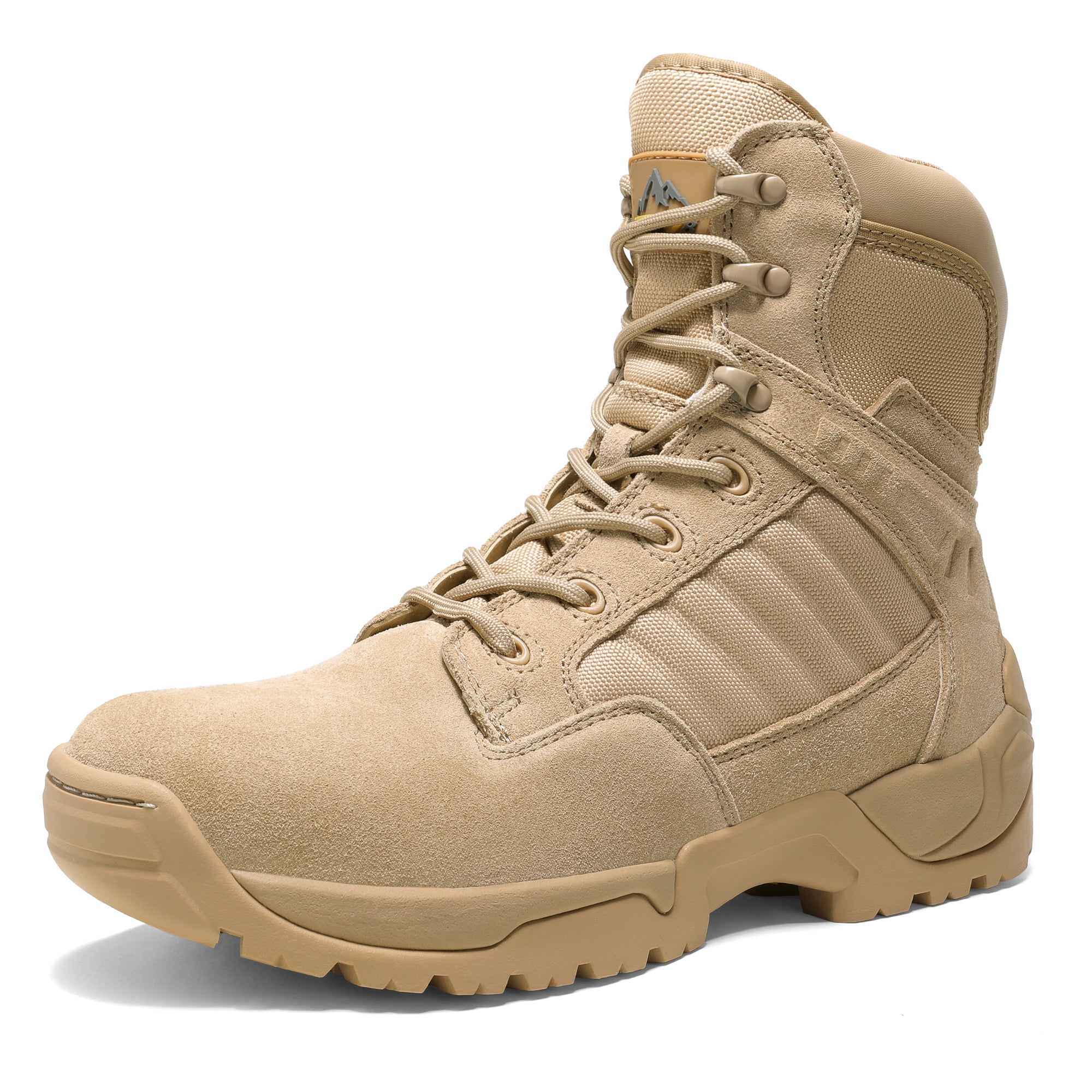 Cerdito saludo Clan Nortiv8 Men's Military Tactical Work Boots Side Zipper Leather Motorcycle Combat  Boots DESERT-W SAND Size 13W - Walmart.com