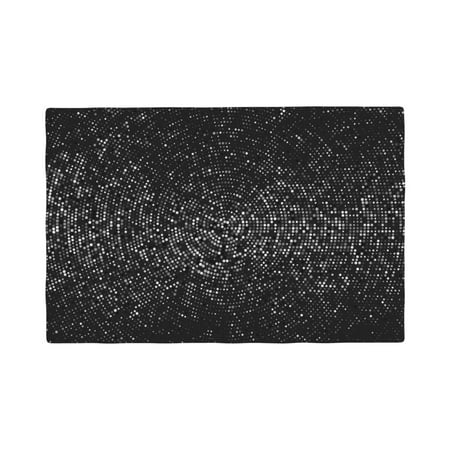 

Table Placemats Set of 4 - Black And White Dotted 12x18 In Faux Linen Double Heat Resistant Place Mats Cloth Indoor/Outdoor Placemats Washable Table Mats for Dining Kitchen Party