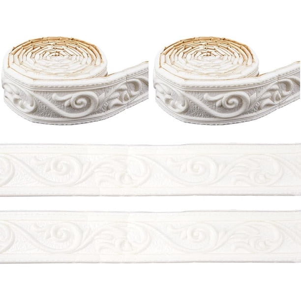 Moldura blanca de 176 x 2 pulgadas, flexible, autoadhesiva, de espuma, 3D, decorativa, para pared, zócalo, espejo, decoración de hotel, bricolaje