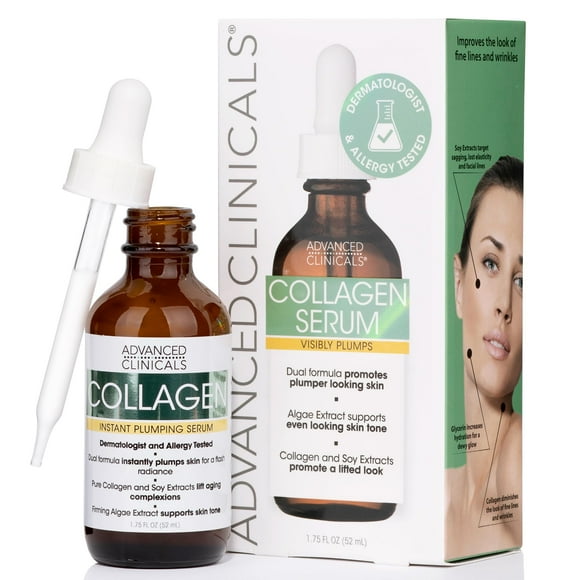 Advanced Clinicals Collagen Facial Serum - Reduces the appearance of wrinkles, dark circles, and fine lines. (1.75oz)