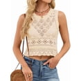 thumbnail image 2 of Women'S Crochet Tank Tops Summer Knit Sweater Vest Hollow Out Sleeveless Boho Top Color M, 2 of 9