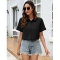 thumbnail image 3 of Zeagoo Shirts for Women Trendy Rolled Cuffed Short Sleeve Button Up Blouse Business Casual Tops, 3 of 6