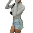 thumbnail image 4 of goowrom Women Solid Color Ribbed Knit Zipper Turtleneck Pullover, 4 of 10