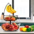 thumbnail image 2 of 2 Tier Fruit Basket Bowl with Banana Hanger for Kitchen Countertop, Detachable Fruit Vegetable Storage Holder Display for Kitchen, 2 of 6