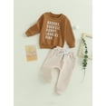 thumbnail image 2 of Arvbitana Toddler Infant Boys Casual Outfits Long Sleeve Crew Neck Letter Print Sweatshirt and Comfortable Elastic Waists Pants 2Pcs 0-3T, 2 of 8