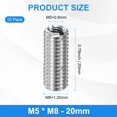 thumbnail image 3 of Uxcell 10-Pcs Thread Adapters Sleeve Reducing Nut M8x1.25 Male to M5x0.8 Female 20mm H Nut Screw Reducer, 3 of 7