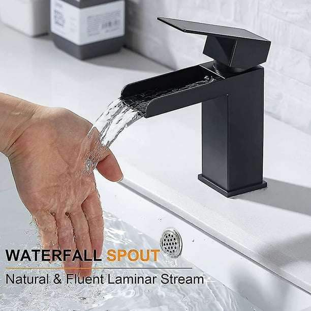 Grifo de cascada para bano grifo para lavabo de bano con cascada negra orificio unico Bodega Aurrera en linea