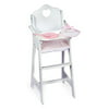 "Badger Basket Gingham Doll High Chair with Plate, Bib, and Spoon - White/Pink - Fits Most 18"" Dolls & My Life As"