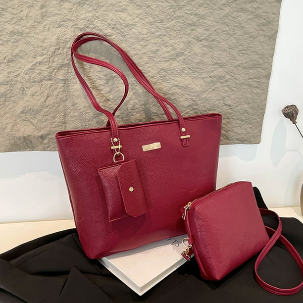 VASCHY Bolso Bandolera Mujer Tote Cuero Vegano - Set 2pcs Con Correa De Guitarra Para Trabajo, Viaje Y Universidad