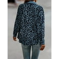 thumbnail image 3 of Leopard Print Shacket Jacket, Casual Button Front Turn Down Collar Long Sleeve Outerwear, Women's Clothing, 3 of 5