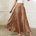 thumbnail image 5 of Skirt for Women Plus Size Summer Womens Skirts Solid Color Drawstring Pocket Elastic Waist Plus Size Skirts, Coffee-S, 5 of 5