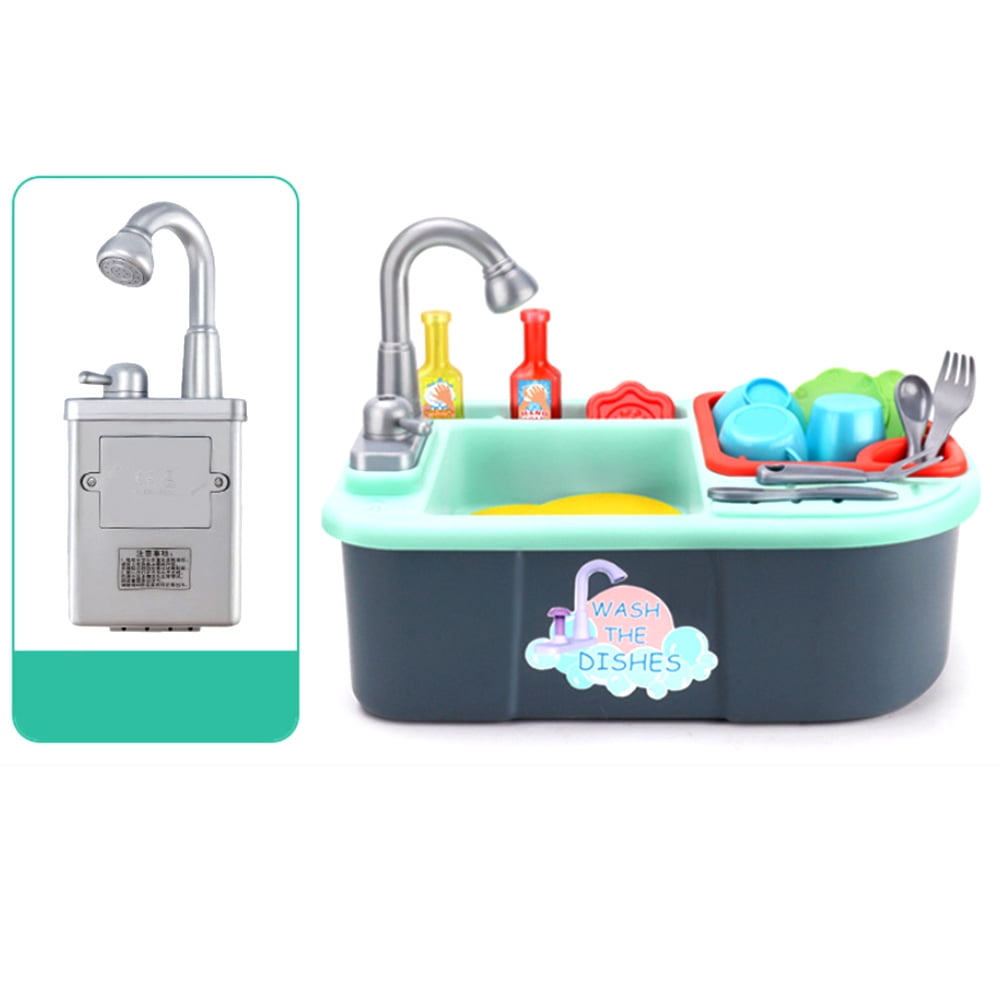 Kids Plastic Simulation Electric Dishwasher Sink Children Pretend Play