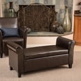 thumbnail image 1 of Dalton Bonded Leather Brown Armed Storage Ottoman, 1 of 4