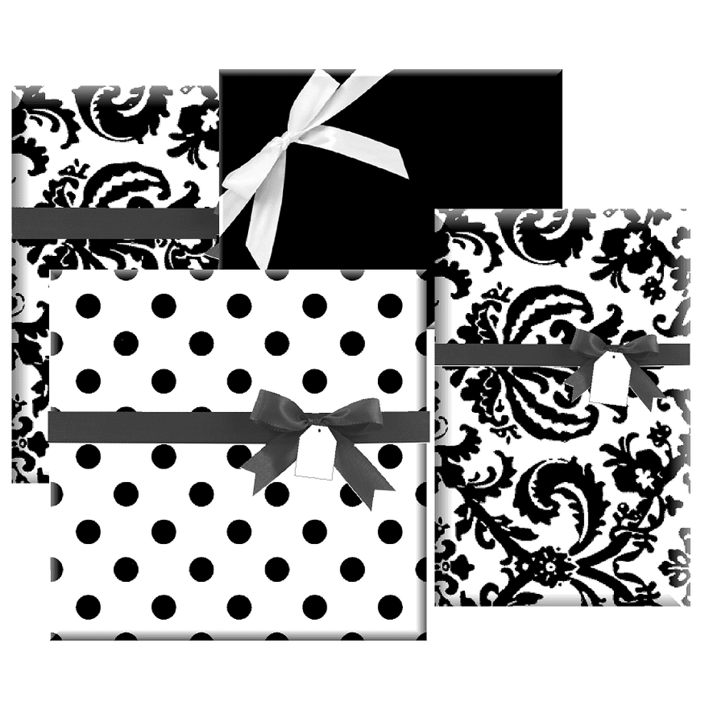 Set of 4 (2 Damask 1Black Dots 1 Solid Black) Holiday/Christmas Deluxe