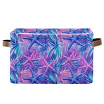 Yayeee Canvas Storage Basket with Handles for Shelves Fabric Bins Closet Organizer, Purple Starfish Pattern