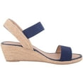 thumbnail image 4 of ABSOLUTE FOOTWEAR Womens Wedged Elasticated Strap Woven Contrast Colour Sandals - Navy - US 8, 4 of 7
