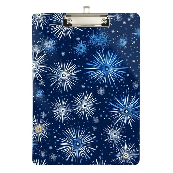 FORMRS Acrylic Clipboard with Low Profile Clip Standard A4 Letter Size, 12.5" x 9", Fireworks Pattern