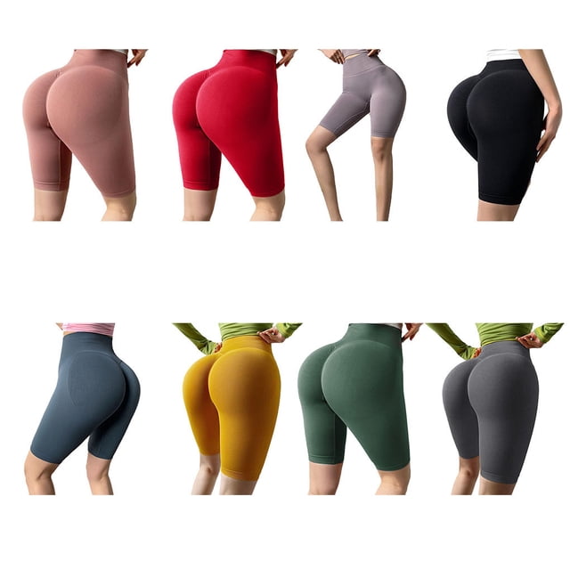 Shorts de Yoga pour Femmes, Course, Entraînement, Entraînement Physique, Taille Haute, Polyester, Rehausseur de Fesses, Rouge TG