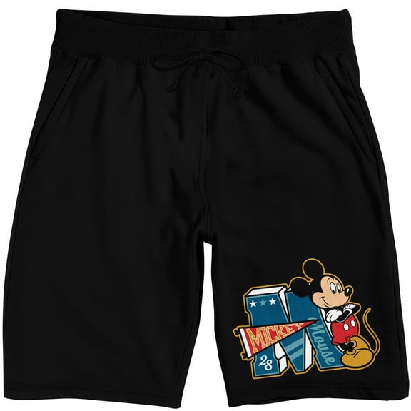 Mickey Mouse Classic Mickey Mouse varsity lounge short on Black Adult-Small