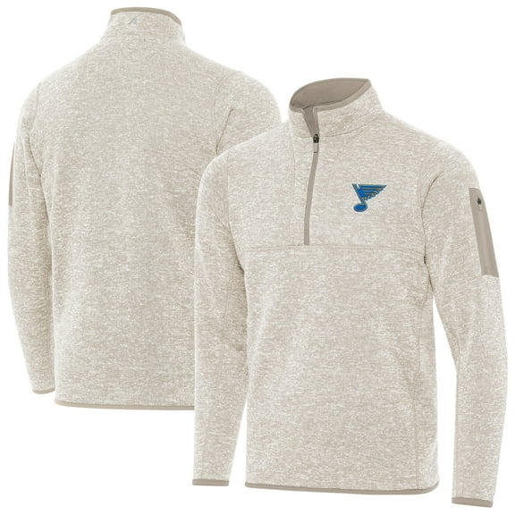 Men's Antigua Oatmeal St. Louis Blues Fortune Quarter-Zip Pullover Jacket