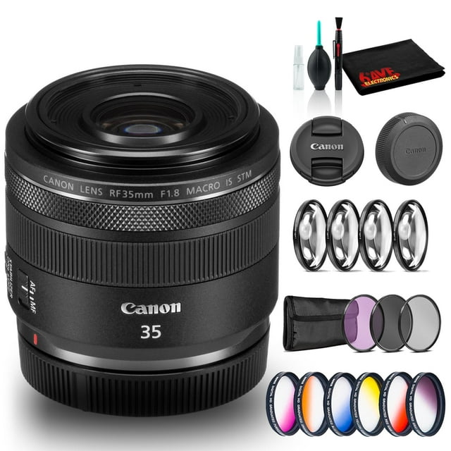 Canon RF 35mm F/1.8 IS Macro STM Lens (Intl Model) Bundle Includes Filter Kits(International Model)