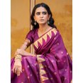 thumbnail image 3 of Janasya Women's Wine Paithani Silk Ethnic Motifs Saree with Unstitched Blouse Piece, 3 of 4