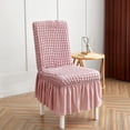 thumbnail image 2 of KBOOK Chair Slipcover Pleated Ruffled Skirt Dining Chair Cover Protector, Pink, 2 of 6