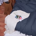 thumbnail image 3 of PiccoCasa Washed Cotton Duvet Cover Set of 3 with 2 Pillowcases, King Navy Blue, 3 of 7