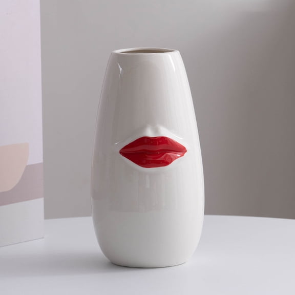 WHAMVOX  Decor Ceramic Red Lips Vase Vases for Centerpieces Unique