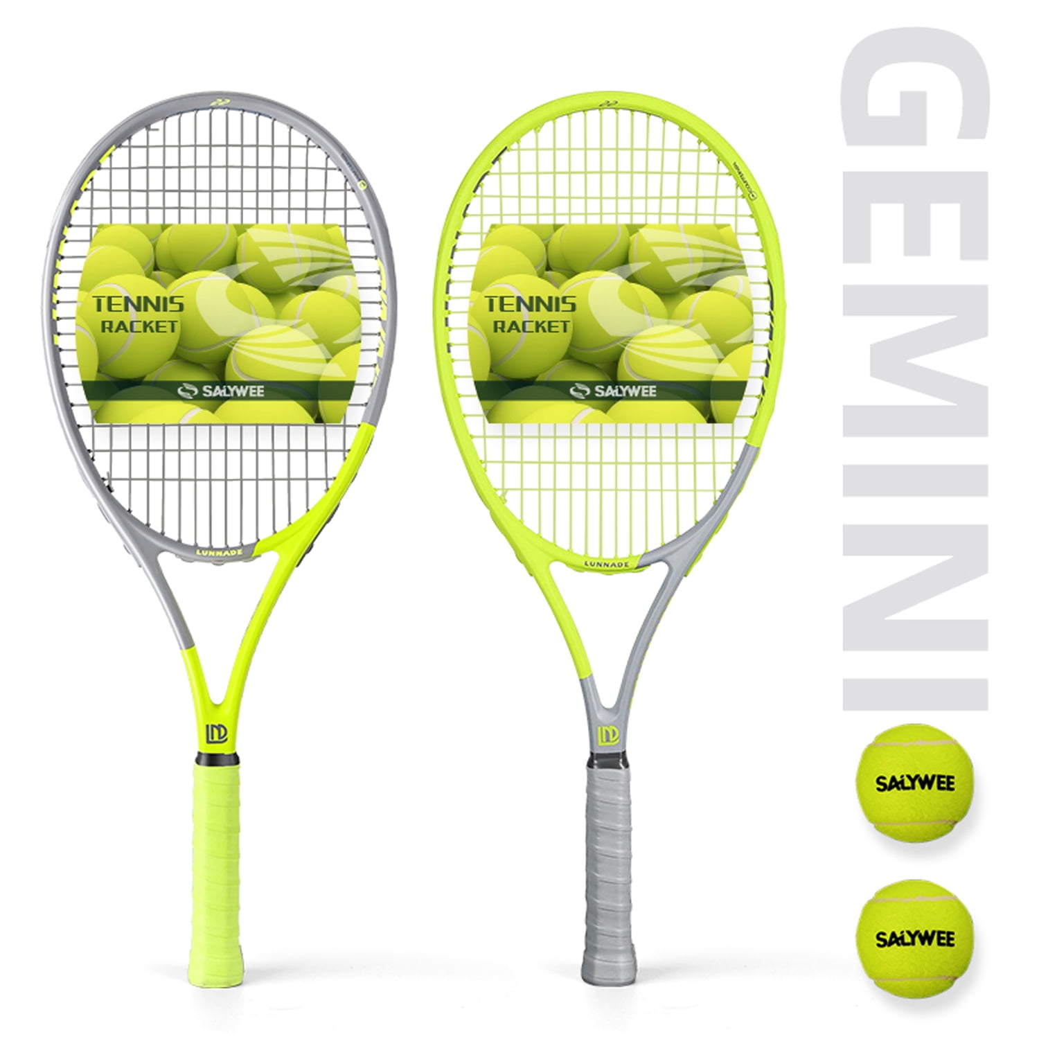 Gemini Pro-Grade Carbon Fiber & Aluminum Tennis Racket - Free bag, 6 Colors (High-Visibility Fluorescent Options), Lightweight Durable Performance for Adults Players, Arm-Friendly Shock Absorption