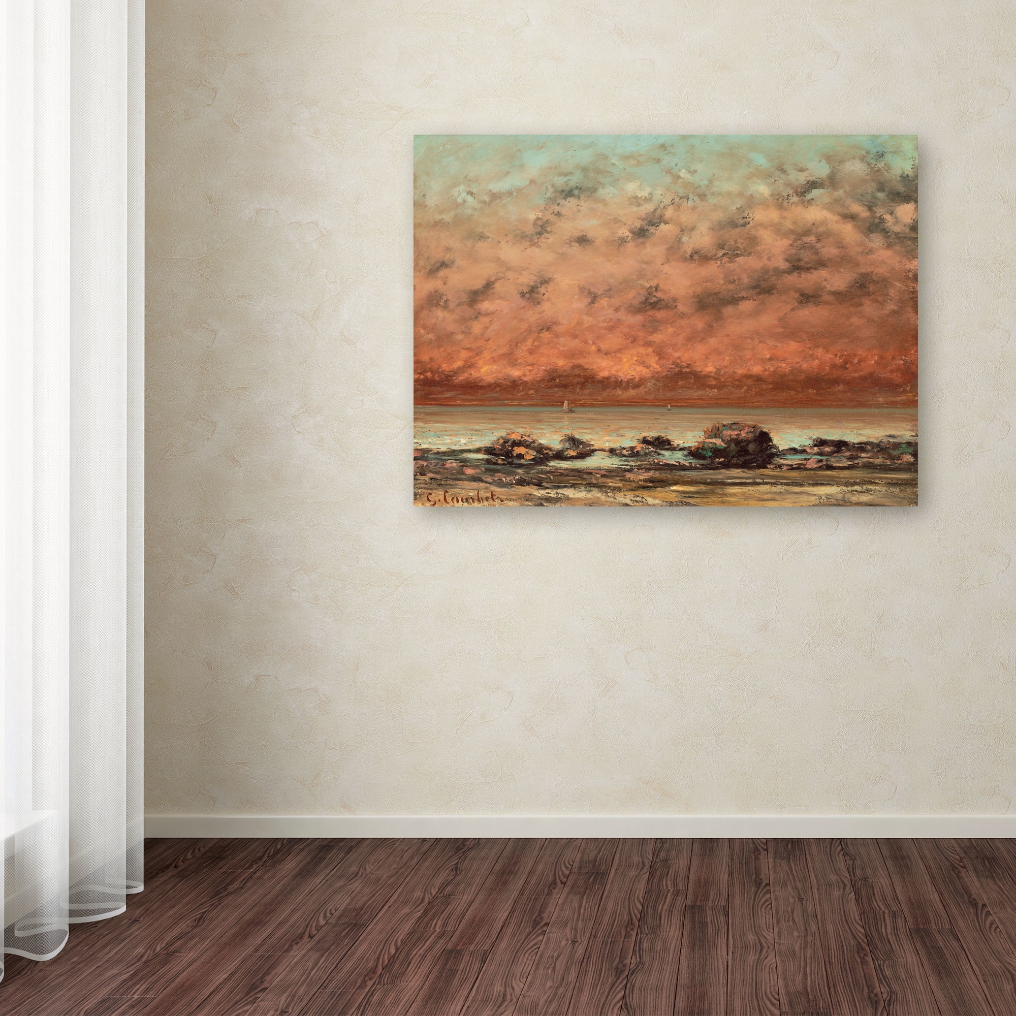 Trademark Fine Art "The Black Rocks at Trouville" Canvas Art by Gustave Courbet