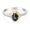 thumbnail image 2 of Gem Stone King 10K Yellow Gold and 925 Sterling Silver Blue Mystic Topaz and White Lab Grown Diamond Engagement Ring for Women (1.03 Cttw, Available in Size 5, 6, 7, 8, 9), 2 of 4