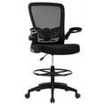 thumbnail image 1 of BestOffice Drafting Chair Tall Adjustable Height, Lumbar Support Flip Up Arms Footrest Mid Back Task Mesh Drafting Stool for Standing, Black, 1 of 7