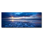 Panoramic Sunset Ocean Wall Art - Large Split Beach Canvas Wall Art Decor, Hanging Art Set - Decorative Wall Art Prints for Living Room, Bedroom, Office, Home Decor, Gift, 60"x20 Inch