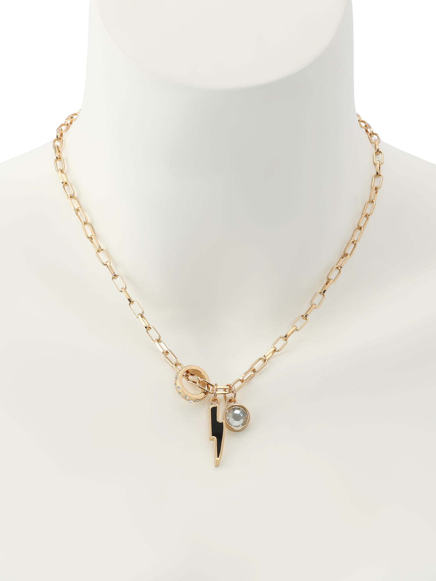 Madden NYC Women's Fashion Gold-Tone Lightning Bolt Charm Pendant Necklace
