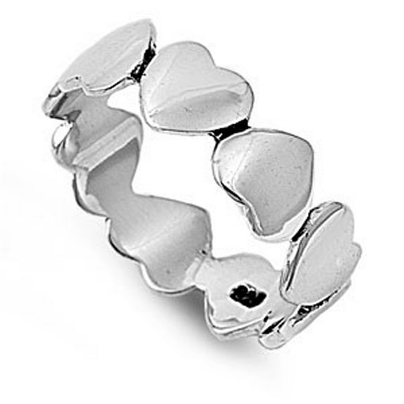Eternity Stackable Heart Purity Ring .925 Sterling Silver Band Jewelry Female Male Unisex Size 7