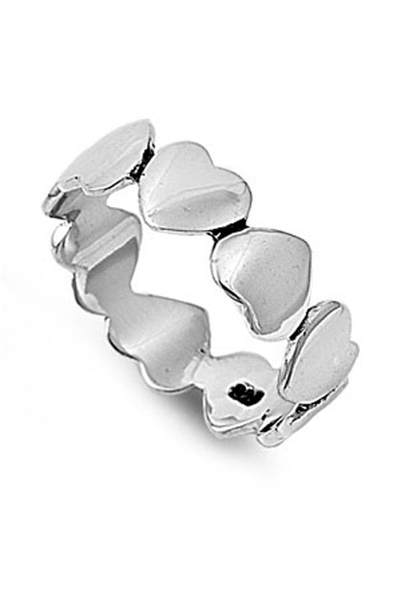 Eternity Stackable Heart Purity Ring .925 Sterling Silver Band Jewelry Female Male Unisex Size 6