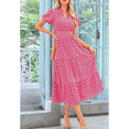 thumbnail image 4 of Vestidos Largos de Verano para Mujer 2025, Informales, con Escote en V, Corta Abullonada, Fruncidos, Vaporosos, para Playa, Bohemios, Largos, Florales, Rosa, Talla L, 4 of 10