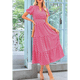 thumbnail image 4 of Vestidos Largos de Verano para Mujer 2025, Informales, con Escote en V, Corta Abullonada, Fruncidos, Vaporosos, para Playa, Bohemios, Largos, Florales, Rosa, Talla L, 4 of 10