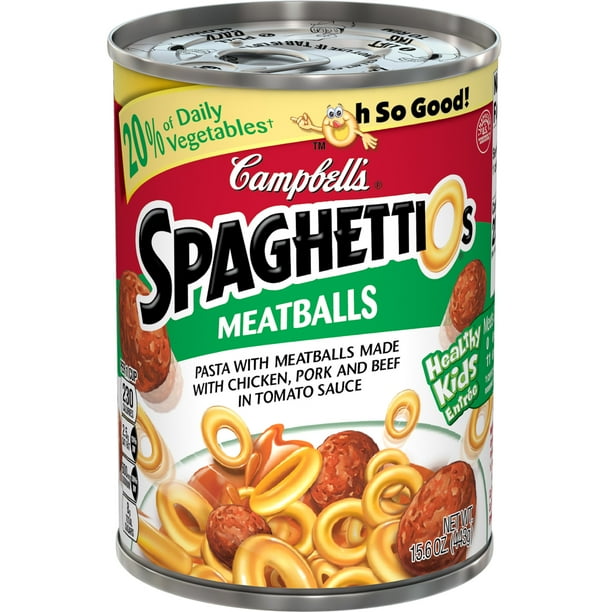 Campbell S Spaghettios Pasta With Meatballs 15 6 Ounce Can Walmart Com