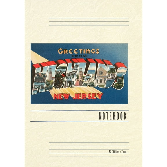 Vintage Lined Notebook Greetings from Highlands, New Jersey, (Paperback)