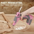 thumbnail image 3 of WORKPRO Pink Cordless Hot Melt Glue Gun, 7.2V Rechargeable Fast Preheating Glue Gun Kit with 20 Pc Premium Mini Glue Stick, Automatic-Power-Off Hot Glue Gun for Art, Craft, Decoration - Pink Ribbon, 3 of 7