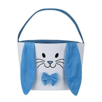 yulier Easter Basket, Cute Easter Bunny Basket, Soft Plush Long Rabbit Ears Easter Tote Bags, Easter Bunny Handbag with Bow Tie, Easter Egg Decorations Gift Bag for Kids Boys Girls