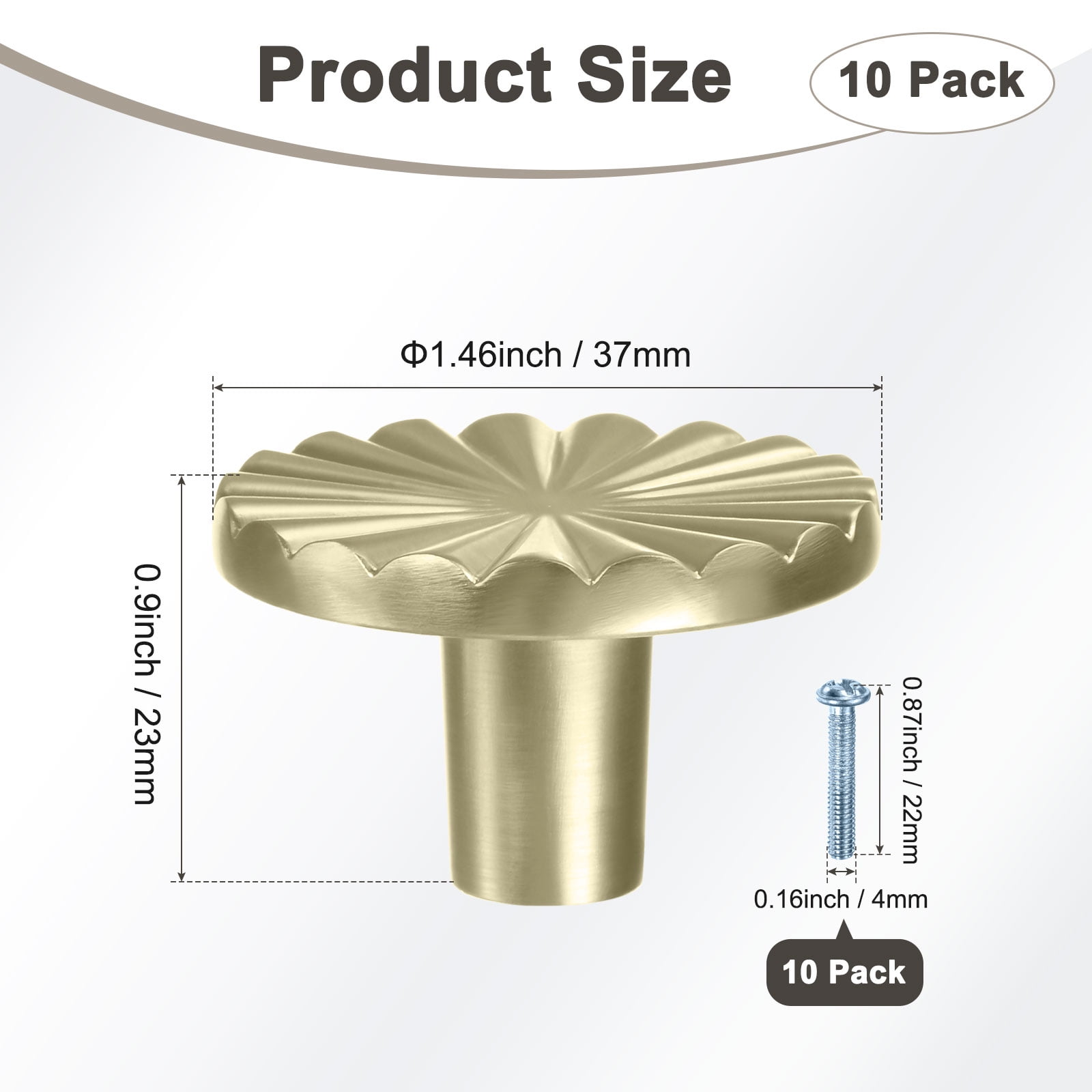 Uxcell 10-Pack Dark Gold Cabinet Knobs, 1.46" Kitchen Cabinet Pulls Zinc Alloy Round Cupboard Drawers Hardware