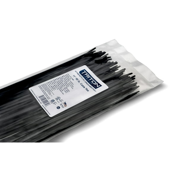 Triton Products® Heavy Duty 11" Black Zip Ties, 100/PK