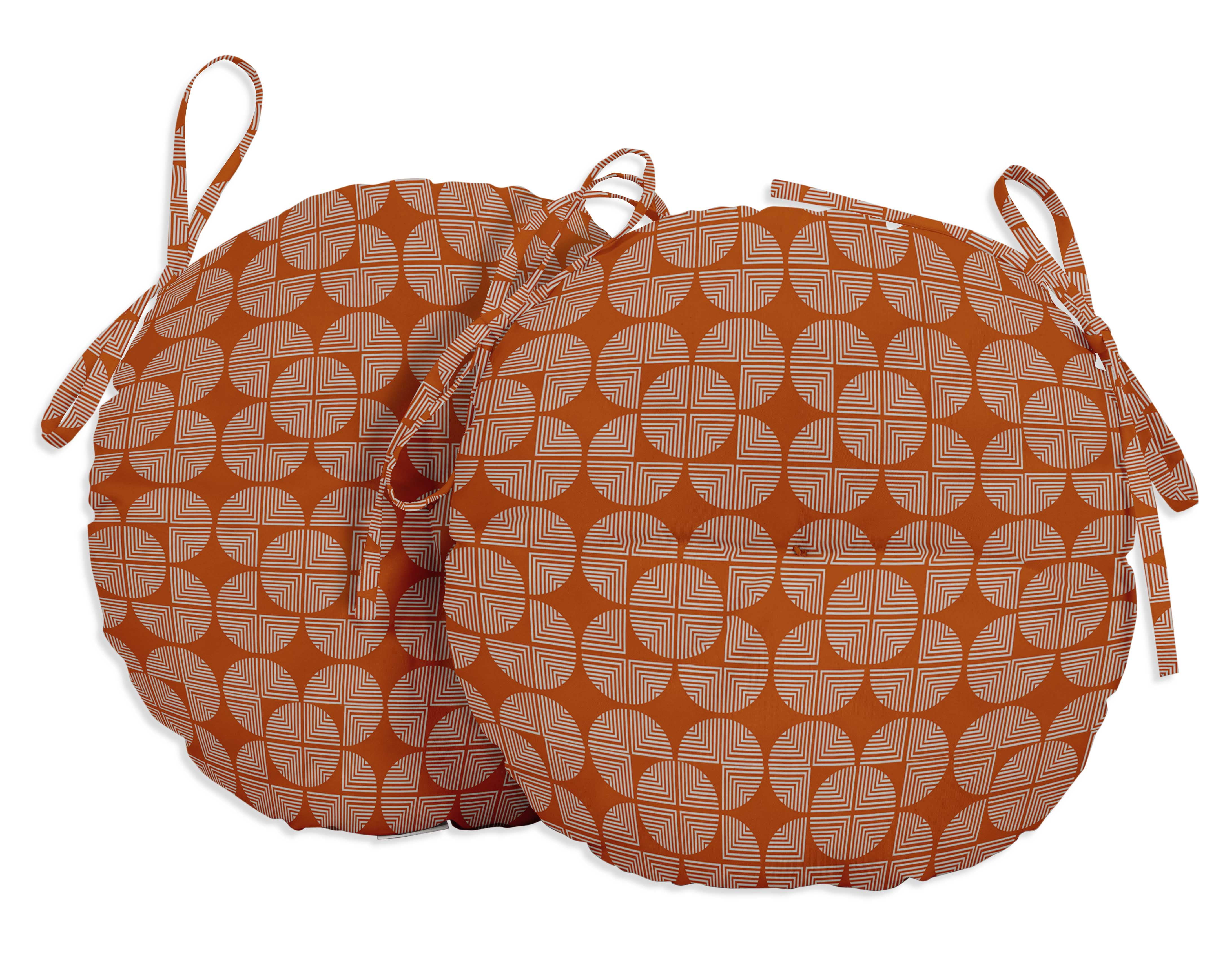 Vargottam Indoor/Outdoor Round Bistro Chair Cushions Block Print 15